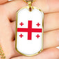 Georgia Flag Necklace Georgia Flag Stainless Steel or 18k Gold Dog Tag 24" - Express Your Love Gifts