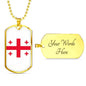 Georgia Flag Necklace Georgia Flag Stainless Steel or 18k Gold Dog Tag 24" - Express Your Love Gifts
