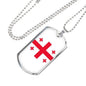 Georgia Flag Necklace Georgia Flag Stainless Steel or 18k Gold Dog Tag 24" - Express Your Love Gifts