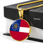 Georgia State Flag Necklace Stainless Steel or 18k Gold Circle Pendant 18-22" - Express Your Love Gifts