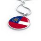 Georgia State Flag Necklace Stainless Steel or 18k Gold Circle Pendant 18-22" - Express Your Love Gifts