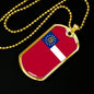 Georgia State Flag Necklace Stainless Steel or 18k Gold Dog Tag 24" Chain - Express Your Love Gifts