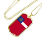 Georgia State Flag Necklace Stainless Steel or 18k Gold Dog Tag 24" Chain - Express Your Love Gifts
