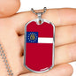 Georgia State Flag Necklace Stainless Steel or 18k Gold Dog Tag 24" Chain - Express Your Love Gifts