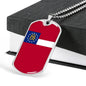 Georgia State Flag Necklace Stainless Steel or 18k Gold Dog Tag 24" Chain - Express Your Love Gifts