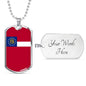 Georgia State Flag Necklace Stainless Steel or 18k Gold Dog Tag 24" Chain - Express Your Love Gifts