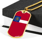 Georgia State Flag Necklace Stainless Steel or 18k Gold Dog Tag 24" Chain - Express Your Love Gifts