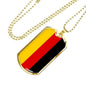 German Flag Necklace Flag Of Germany Stainless Steel or 18k Gold Dog Tag 24" - Express Your Love Gifts