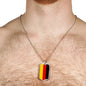 German Flag Necklace Flag Of Germany Stainless Steel or 18k Gold Dog Tag 24" - Express Your Love Gifts