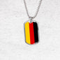 German Flag Necklace Flag Of Germany Stainless Steel or 18k Gold Dog Tag 24" - Express Your Love Gifts