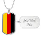 German Flag Necklace Flag Of Germany Stainless Steel or 18k Gold Dog Tag 24" - Express Your Love Gifts
