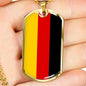 German Flag Necklace Flag Of Germany Stainless Steel or 18k Gold Dog Tag 24" - Express Your Love Gifts