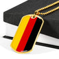 German Flag Necklace Flag Of Germany Stainless Steel or 18k Gold Dog Tag 24" - Express Your Love Gifts