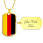 German Flag Necklace Flag Of Germany Stainless Steel or 18k Gold Dog Tag 24" - Express Your Love Gifts