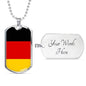 Germany Flag Necklace Germany Flag Stainless Steel or 18k Gold Dog Tag 24" - Express Your Love Gifts