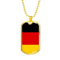 Germany Flag Necklace Germany Flag Stainless Steel or 18k Gold Dog Tag 24" - Express Your Love Gifts