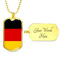 Germany Flag Necklace Germany Flag Stainless Steel or 18k Gold Dog Tag 24" - Express Your Love Gifts