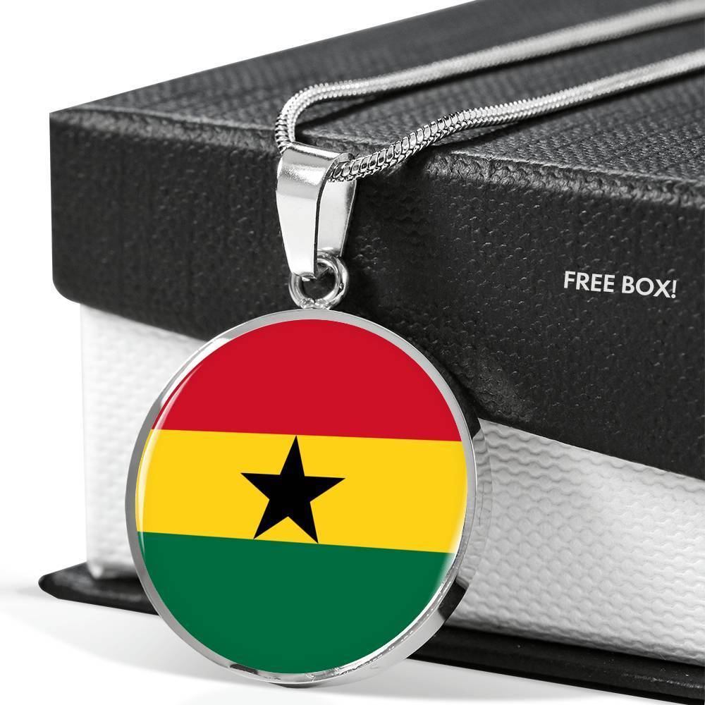 Ghana Flag Necklace Ghana Flag Stainless Steel or 18k Gold 18-22" - Express Your Love Gifts