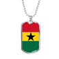 Ghana Flag Necklace Ghana Flag Stainless Steel or 18k Gold Dog Tag 24" - Express Your Love Gifts