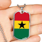 Ghana Flag Necklace Ghana Flag Stainless Steel or 18k Gold Dog Tag 24" - Express Your Love Gifts