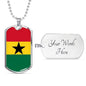 Ghana Flag Necklace Ghana Flag Stainless Steel or 18k Gold Dog Tag 24" - Express Your Love Gifts