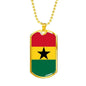 Ghana Flag Necklace Ghana Flag Stainless Steel or 18k Gold Dog Tag 24" - Express Your Love Gifts