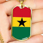 Ghana Flag Necklace Ghana Flag Stainless Steel or 18k Gold Dog Tag 24" - Express Your Love Gifts