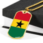 Ghana Flag Necklace Ghana Flag Stainless Steel or 18k Gold Dog Tag 24" - Express Your Love Gifts