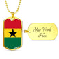 Ghana Flag Necklace Ghana Flag Stainless Steel or 18k Gold Dog Tag 24" - Express Your Love Gifts