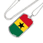 Ghana Flag Necklace Ghana Flag Stainless Steel or 18k Gold Dog Tag 24" - Express Your Love Gifts