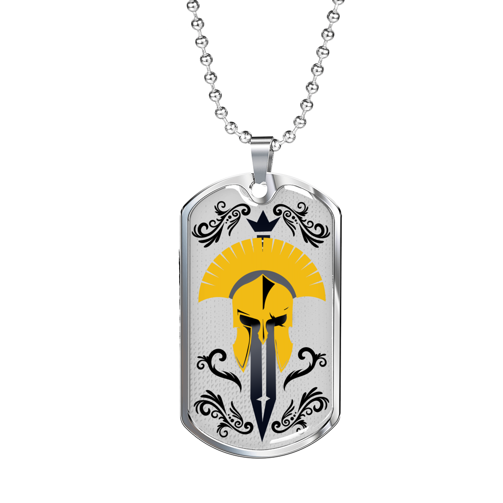 Gladiator Helmet And Sword Necklace Stainless Steel or 18k Gold Dog Tag 24" Chain-Express Your Love Gifts