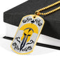 Gladiator Helmet And Sword Necklace Stainless Steel or 18k Gold Dog Tag 24" Chain-Express Your Love Gifts