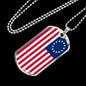 God Bless America Betsy Ross Retro Flag Necklace Stainless Steel or 18k Gold Dog Tag 24" Chain - Express Your Love Gifts