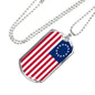 God Bless America Betsy Ross Retro Flag Necklace Stainless Steel or 18k Gold Dog Tag 24" Chain - Express Your Love Gifts