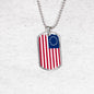 God Bless America Betsy Ross Retro Flag Necklace Stainless Steel or 18k Gold Dog Tag 24" Chain - Express Your Love Gifts