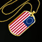 God Bless America Betsy Ross Retro Flag Necklace Stainless Steel or 18k Gold Dog Tag 24" Chain - Express Your Love Gifts