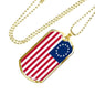 God Bless America Betsy Ross Retro Flag Necklace Stainless Steel or 18k Gold Dog Tag 24" Chain - Express Your Love Gifts
