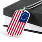 God Bless America Betsy Ross Retro Flag Necklace Stainless Steel or 18k Gold Dog Tag 24" Chain - Express Your Love Gifts