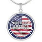 God Bless America Circle Necklace Stainless Steel 18-22" - Express Your Love Gifts