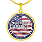 God Bless America Circle Necklace Stainless Steel 18-22" - Express Your Love Gifts