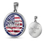 God Bless America Circle Necklace Stainless Steel 18-22" - Express Your Love Gifts