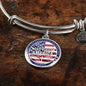 God Bless America Flag Stainless Steel or 18k Gold Circle Bangle Bracelet - Express Your Love Gifts