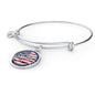 God Bless America Flag Stainless Steel or 18k Gold Circle Bangle Bracelet - Express Your Love Gifts