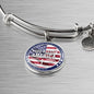God Bless America Flag Stainless Steel or 18k Gold Circle Bangle Bracelet - Express Your Love Gifts