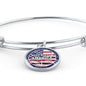 God Bless America Flag Stainless Steel or 18k Gold Circle Bangle Bracelet - Express Your Love Gifts