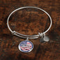 God Bless America Flag Stainless Steel or 18k Gold Circle Bangle Bracelet - Express Your Love Gifts
