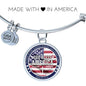 God Bless America Flag Stainless Steel or 18k Gold Circle Bangle Bracelet - Express Your Love Gifts