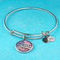 God Bless America Flag Stainless Steel or 18k Gold Circle Bangle Bracelet - Express Your Love Gifts