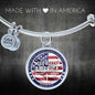 God Bless America Flag Stainless Steel or 18k Gold Circle Bangle Bracelet - Express Your Love Gifts