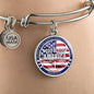 God Bless America Flag Stainless Steel or 18k Gold Circle Bangle Bracelet - Express Your Love Gifts